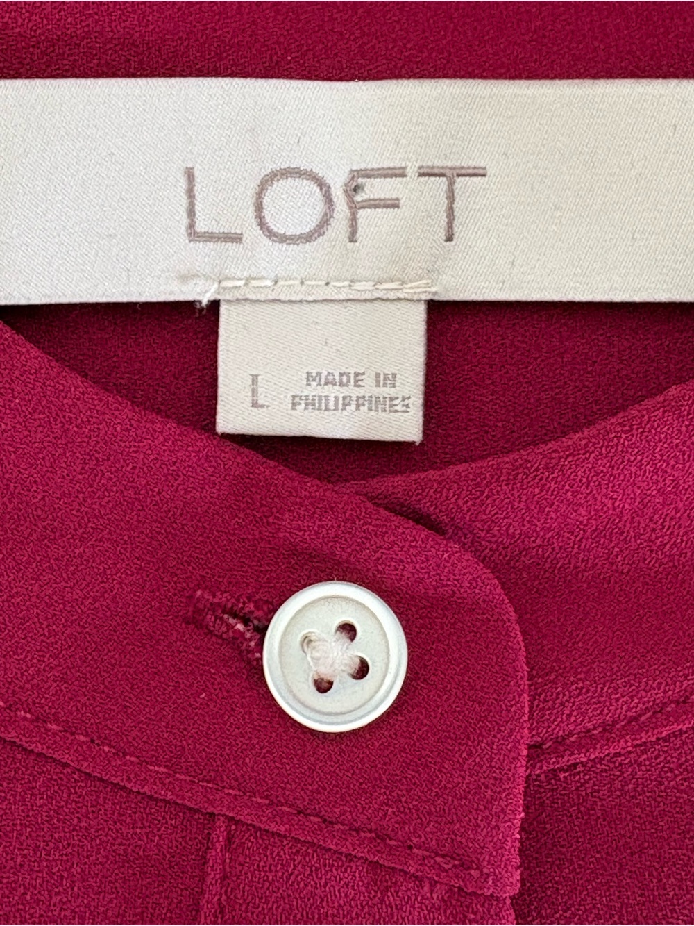 LOFT Raspberry-Pink Button Front Mandarin Collar Blouse - Picture 5 of 8